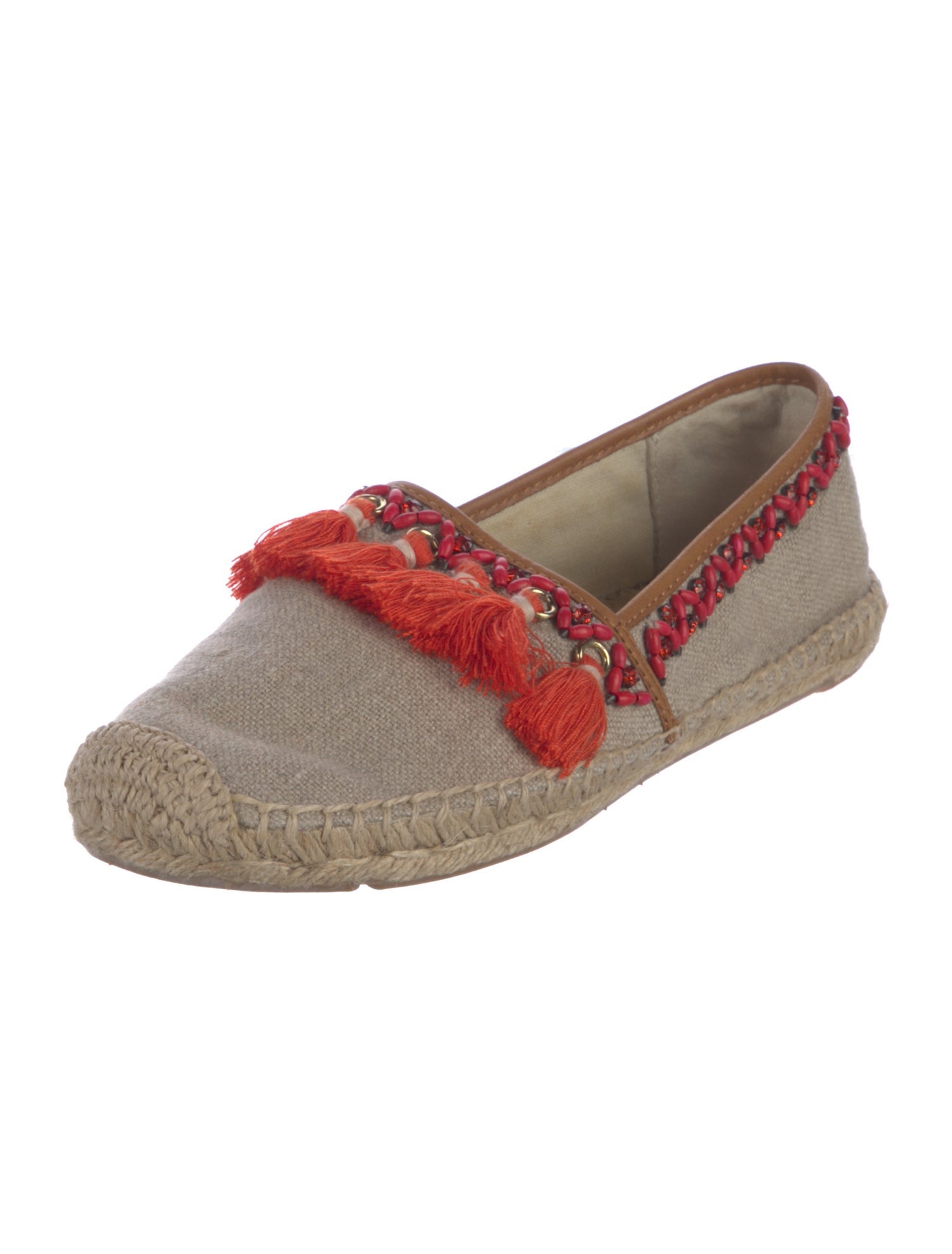 Tory Burch Canvas Tassel Accents Espadrilles